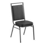 Lancaster Table & Seating Square Back Banquet Chair with Black Vinyl and Silver Vein Frame Lancaster Table & Seating Square Back Banquet Chair with Black Vinyl and Silver Vein Frame