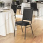 Lancaster Table & Seating Square Back Banquet Chair with Black Vinyl and Silver Vein Frame Lancaster Table & Seating Square Back Banquet Chair with Black Vinyl and Silver Vein Frame