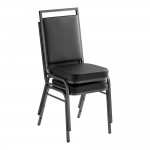 Lancaster Table & Seating Square Back Banquet Chair with Black Vinyl and Silver Vein Frame Lancaster Table & Seating Square Back Banquet Chair with Black Vinyl and Silver Vein Frame