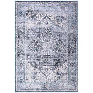 Abani Lola Collection 4' x 6' Blue / Gray Vintage Medallion Area Rug