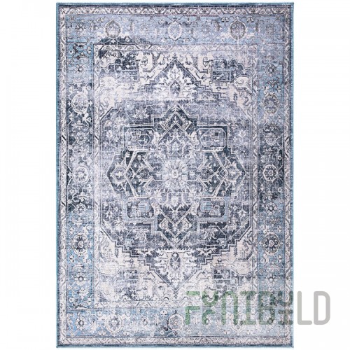 Abani Lola Collection 4' x 6' Blue / Gray Vintage Medallion Area Rug