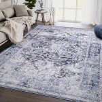 Abani Lola Collection 4' x 6' Blue / Gray Vintage Medallion Area Rug Abani Lola Collection 4' x 6' Blue / Gray Vintage Medallion Area Rug