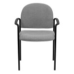 Flash Furniture BT-516-1-GY-GG Gray Fabric Stackable Side Chair with Arms