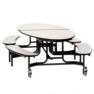 National Public Seating METB-MDPECR 10' Elliptical Mobile MDF Cafeteria Table with Chrome Frame, ProtectEdge, and 4 Benches National Public Seating METB-MDPECR 10' Elliptical Mobile MDF Cafeteria Table with Chrome Frame, ProtectEdge, and 4 Benches
