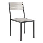 Lancaster Table & Seating Axel Black Powder-Coated Outdoor Chair with Gray Faux Teak Slat Seat Lancaster Table & Seating Axel Black Powder-Coated Outdoor Chair with Gray Faux Teak Slat Seat