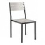 Lancaster Table & Seating Axel Black Powder-Coated Outdoor Chair with Gray Faux Teak Slat Seat Lancaster Table & Seating Axel Black Powder-Coated Outdoor Chair with Gray Faux Teak Slat Seat