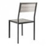 Lancaster Table & Seating Axel Black Powder-Coated Outdoor Chair with Gray Faux Teak Slat Seat Lancaster Table & Seating Axel Black Powder-Coated Outdoor Chair with Gray Faux Teak Slat Seat