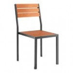 Lancaster Table & Seating Axel Black Powder-Coated Outdoor Chair with Gray Faux Teak Slat Seat Lancaster Table & Seating Axel Black Powder-Coated Outdoor Chair with Gray Faux Teak Slat Seat
