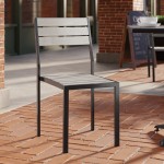 Lancaster Table & Seating Axel Black Powder-Coated Outdoor Chair with Gray Faux Teak Slat Seat Lancaster Table & Seating Axel Black Powder-Coated Outdoor Chair with Gray Faux Teak Slat Seat