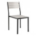 Lancaster Table & Seating Axel Black Powder-Coated Outdoor Chair with Gray Faux Teak Slat Seat Lancaster Table & Seating Axel Black Powder-Coated Outdoor Chair with Gray Faux Teak Slat Seat