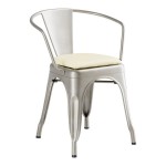 Lancaster Table & Seating Alloy Silver Indoor Arm Chair with White Vinyl Cushion Lancaster Table & Seating Alloy Silver Indoor Arm Chair with White Vinyl Cushion
