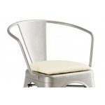 Lancaster Table & Seating Alloy Silver Indoor Arm Chair with White Vinyl Cushion Lancaster Table & Seating Alloy Silver Indoor Arm Chair with White Vinyl Cushion