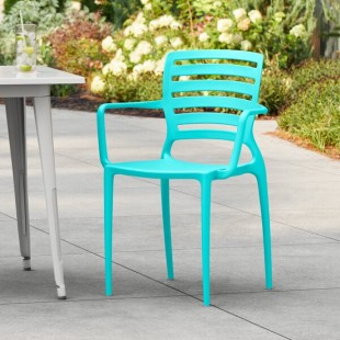 Lancaster Table & Seating Sol Coastal Blue Resin Arm Chair Lancaster Table & Seating Sol Coastal Blue Resin Arm Chair