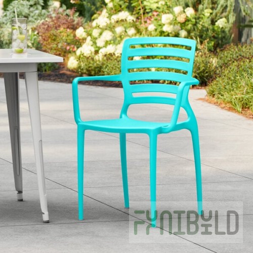Lancaster Table & Seating Sol Coastal Blue Resin Arm Chair