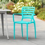 Lancaster Table & Seating Sol Coastal Blue Resin Arm Chair Lancaster Table & Seating Sol Coastal Blue Resin Arm Chair