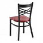 Lancaster Table & Seating Black Finish Cross Back Chair with Mahogany Wood Seat - Detached Seat