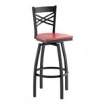 Lancaster Table & Seating Black Finish Cross Back Chair with Mahogany Wood Seat - Detached Seat