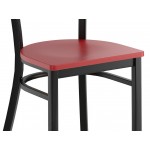 Lancaster Table & Seating Black Finish Cross Back Chair with Mahogany Wood Seat - Detached Seat