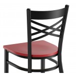 Lancaster Table & Seating Black Finish Cross Back Chair with Mahogany Wood Seat - Detached Seat