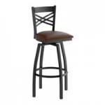 Lancaster Table & Seating Black Finish Cross Back Chair with Mahogany Wood Seat - Detached Seat