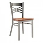 Lancaster Table & Seating Black Finish Cross Back Chair with Mahogany Wood Seat - Detached Seat