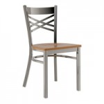 Lancaster Table & Seating Black Finish Cross Back Chair with Mahogany Wood Seat - Detached Seat