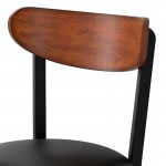 Lancaster Table & Seating Boomerang Black Finish Chair with Black Vinyl Seat and Antique Walnut Wood Back