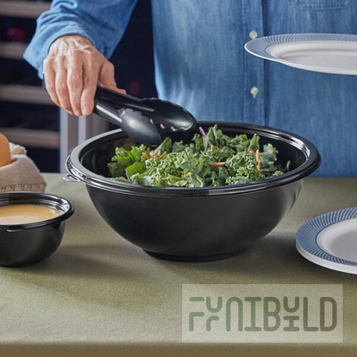 Visions 160 oz. Black PET Plastic Round Catering / Serving Bowl - 25/Case