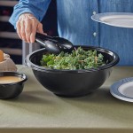 Visions 160 oz. Black PET Plastic Round Catering / Serving Bowl - 25/Case Visions 160 oz. Black PET Plastic Round Catering / Serving Bowl - 25/Case