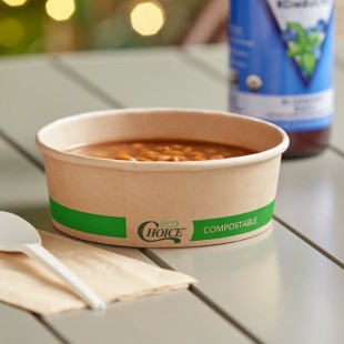 EcoChoice 16 oz. Round Kraft Bio-Lined Compostable Take-Out Container - 50/Pack