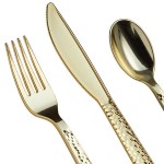 Visions Hammersmith 3-Piece Extra Heavy Weight Gold Plastic Cutlery Set - 25/Pack