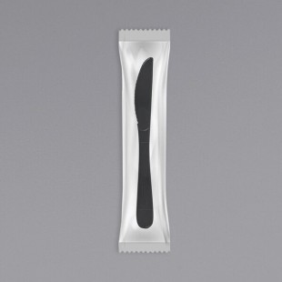 Fineline ReForm Individually Wrapped Black Plastic Knife - 1,000/Case Fineline ReForm Individually Wrapped Black Plastic Knife - 1,000/Case