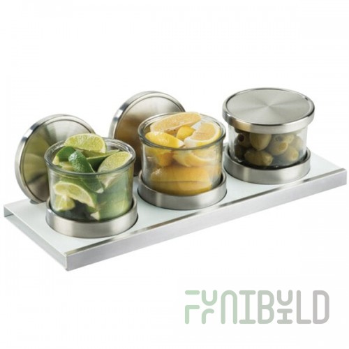 Cal-Mil 3492-4-15NL Mixology Luxe Chilled Organizers with Notched Lid Set