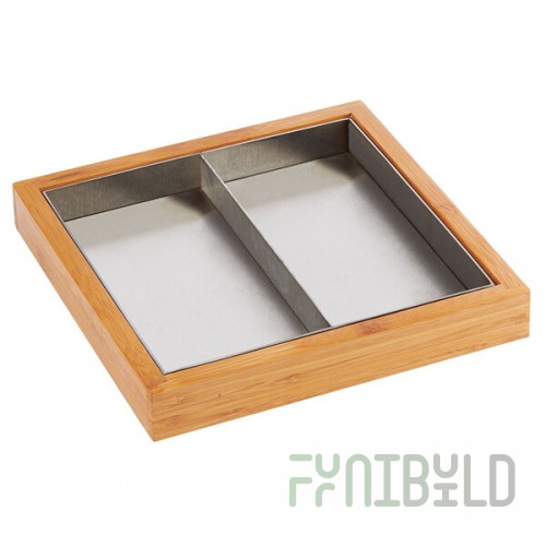 Cal-Mil 22052-60 Bamboo Appetizer Tray with Stainless Steel Insert