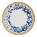 Ariane Cruise Amalfi 4.06 oz. Round White Porcelain Ramekin with Blue Floral Center and Tan Rim - 12/Case
