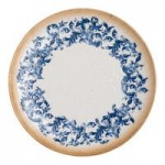 Ariane Cruise Amalfi 4.06 oz. Round White Porcelain Ramekin with Blue Floral Center and Tan Rim - 12/Case