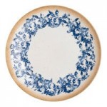 Ariane Cruise Amalfi 4.06 oz. Round White Porcelain Ramekin with Blue Floral Center and Tan Rim - 12/Case