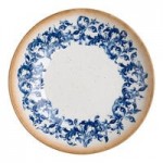 Ariane Cruise Amalfi 4.06 oz. Round White Porcelain Ramekin with Blue Floral Center and Tan Rim - 12/Case