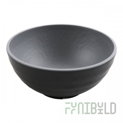 GET Roca Matte 32 oz. Black and Gray Melamine Ramen Bowl - 12/Case