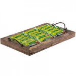 GET WB-1616-RWD Reclaimed Wood Square Serving Tray with Rope Handles