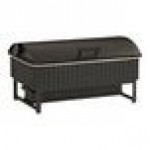 Cal-Mil Brooklyn 8 Qt. Full Size Black Ribbed Wood Chafer with Soft-Close Lid 23793-13