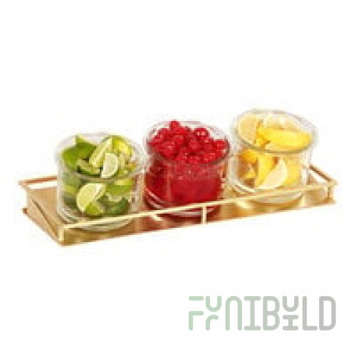 Cal-Mil Monaco Gold Metal Condiment Organizer with (3) 16 oz. Glass Jars - 13 3/8
