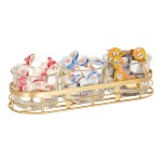 Cal-Mil Monaco Gold Metal Condiment Organizer with (3) 16 oz. Glass Jars - 13 3/8