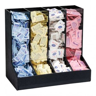 Dispense-Rite Black Polystyrene 4-Section Countertop Condiment Organizer GFBO-4BT