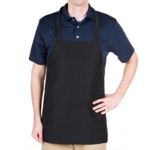 Chef Revival Black Polyester Customizable Bib Apron with 3 Pockets - 27
