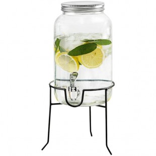 Stylesetter Orchard Hill 1 Gallon Glass Beverage Dispenser with Black Metal Stand by Jay Companies Stylesetter Orchard Hill 1 Gallon Glass Beverage Dispenser with Black Metal Stand by Jay Companies