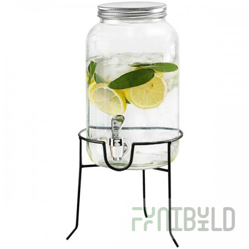 Stylesetter Orchard Hill 1 Gallon Glass Beverage Dispenser with Black Metal Stand by Jay Companies