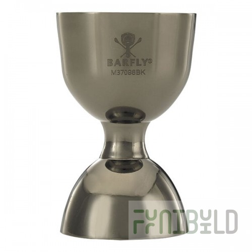 Barfly® M37098BK 25 mL & 50 mL (0.85 oz. & 1.7 oz.) Gun Metal Black Heavy-Duty Straight Rim Bell Jigger