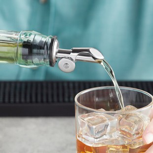 TableCraft Stainless Steel Free-Flow Flip Cap Liquor Pourer 597P - 60/Case TableCraft Stainless Steel Free-Flow Flip Cap Liquor Pourer 597P - 60/Case