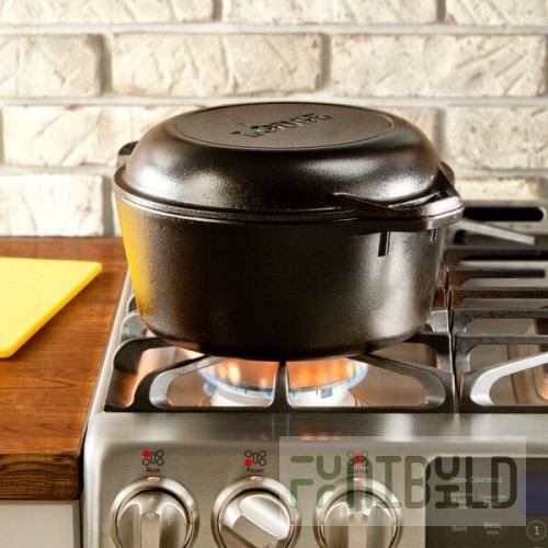 Lodge L8DD3 5 Qt. Pre-Seasoned Cast Iron Double Dutch Oven